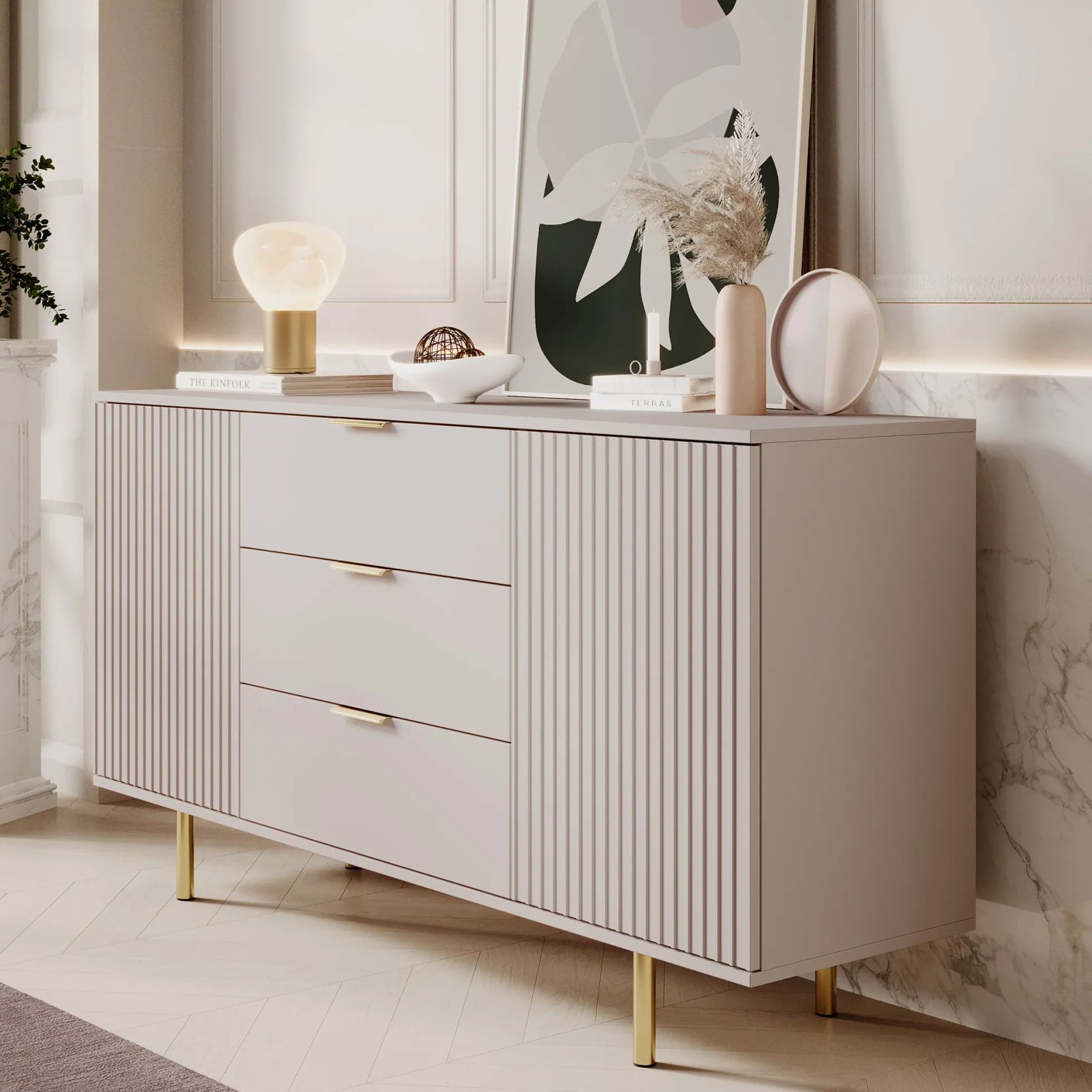 Nicola - Dressoir - Beige - 150x41x80 cm