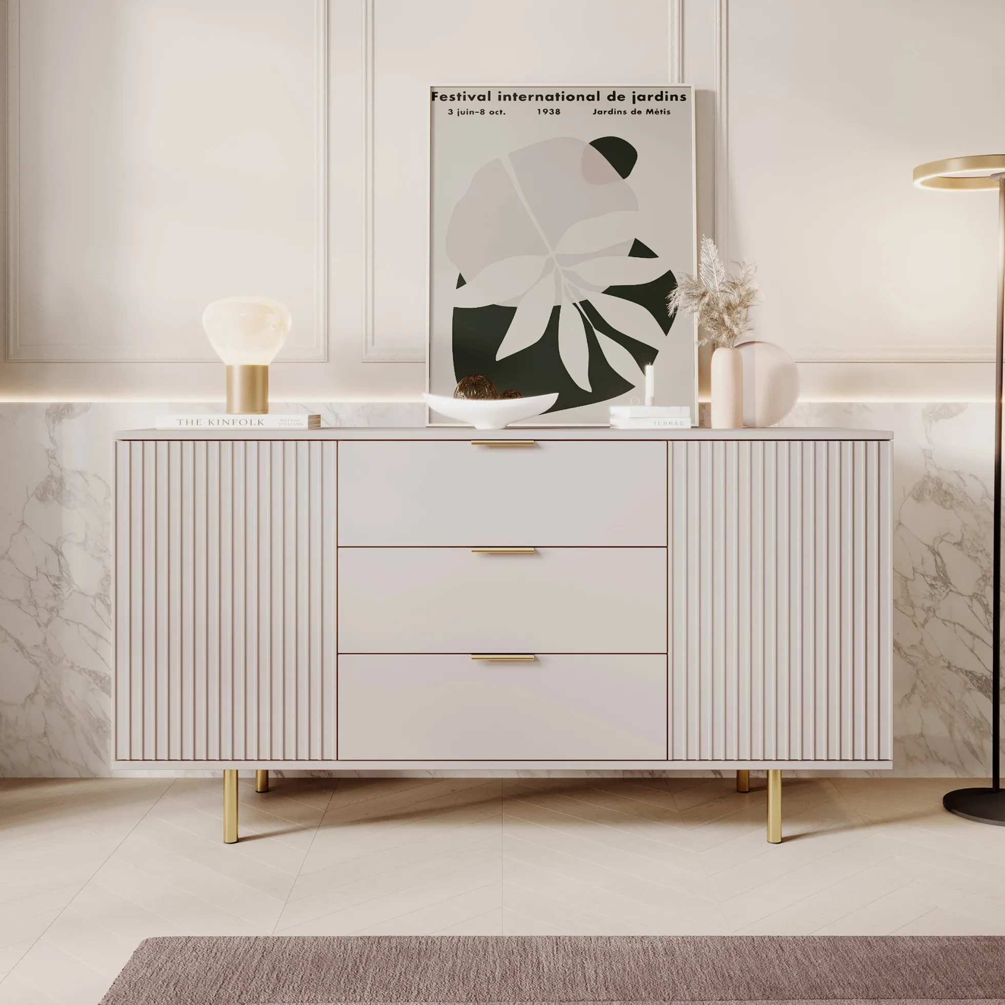 Nicola - Dressoir - Beige - 150x41x80 cm