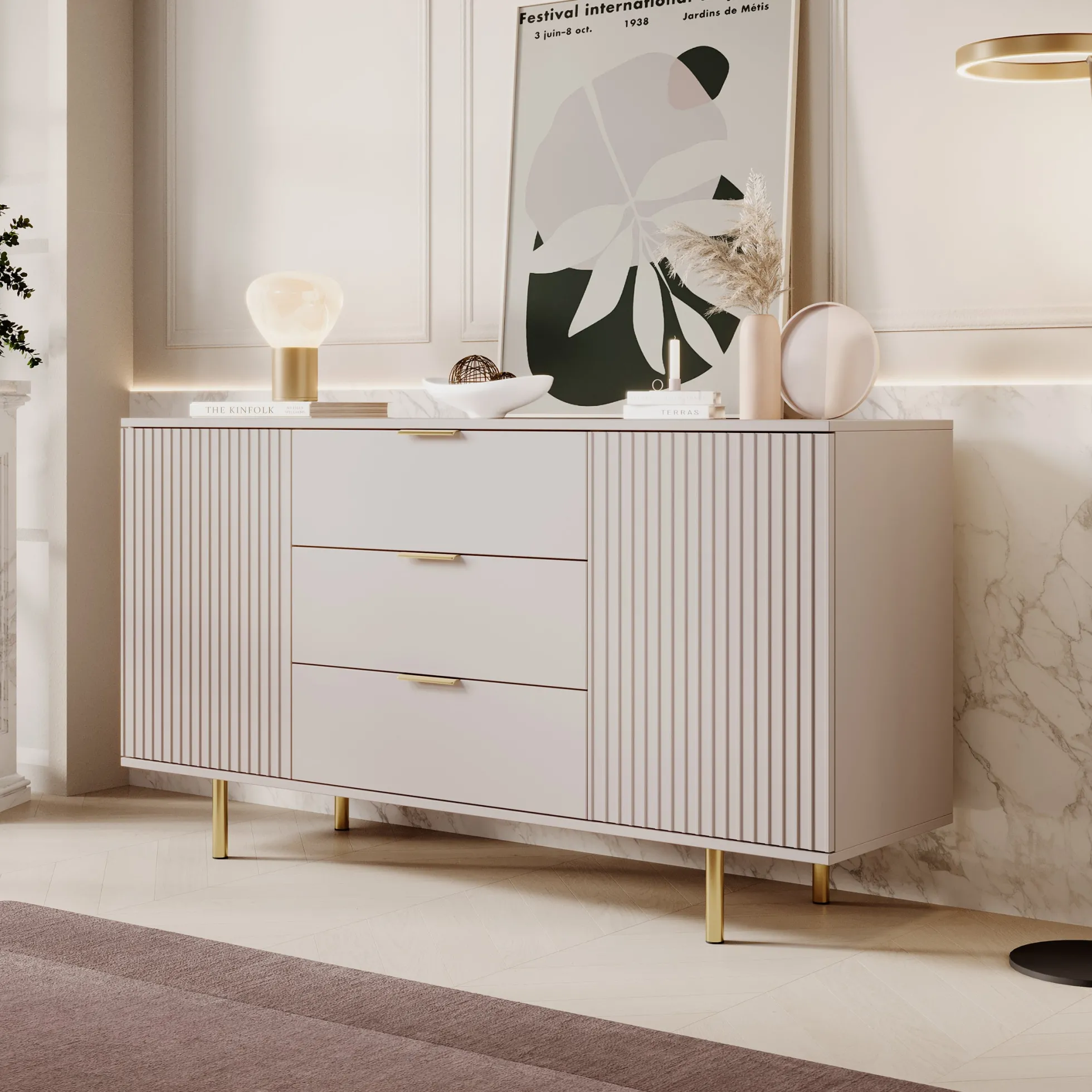 Nicola - Dressoir - Beige - 150x41x80 cm