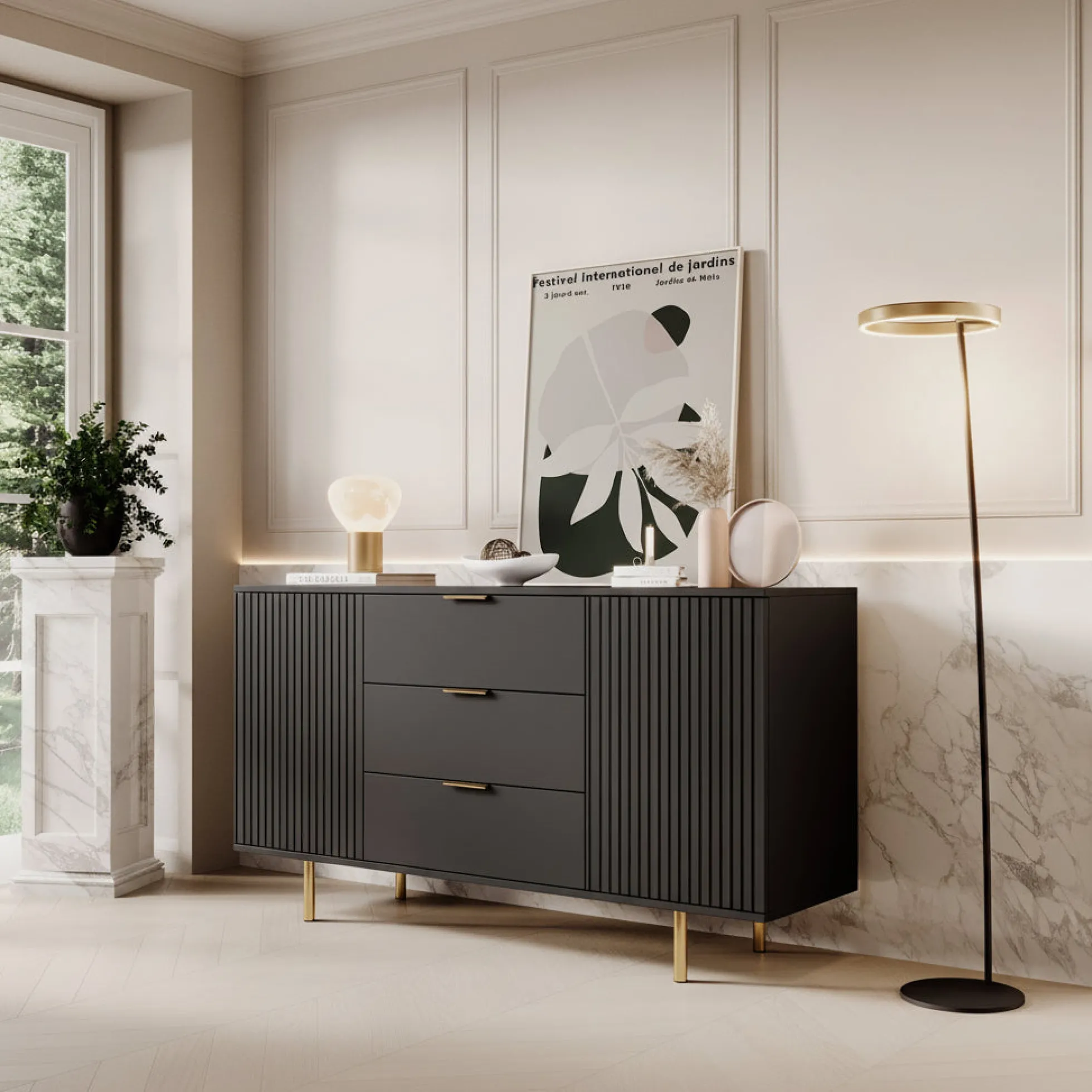 Nicola - Dressoir - Zwart - 150x41x80 cm