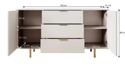 Nicola - Dressoir - Zwart - 150x41x80 cm