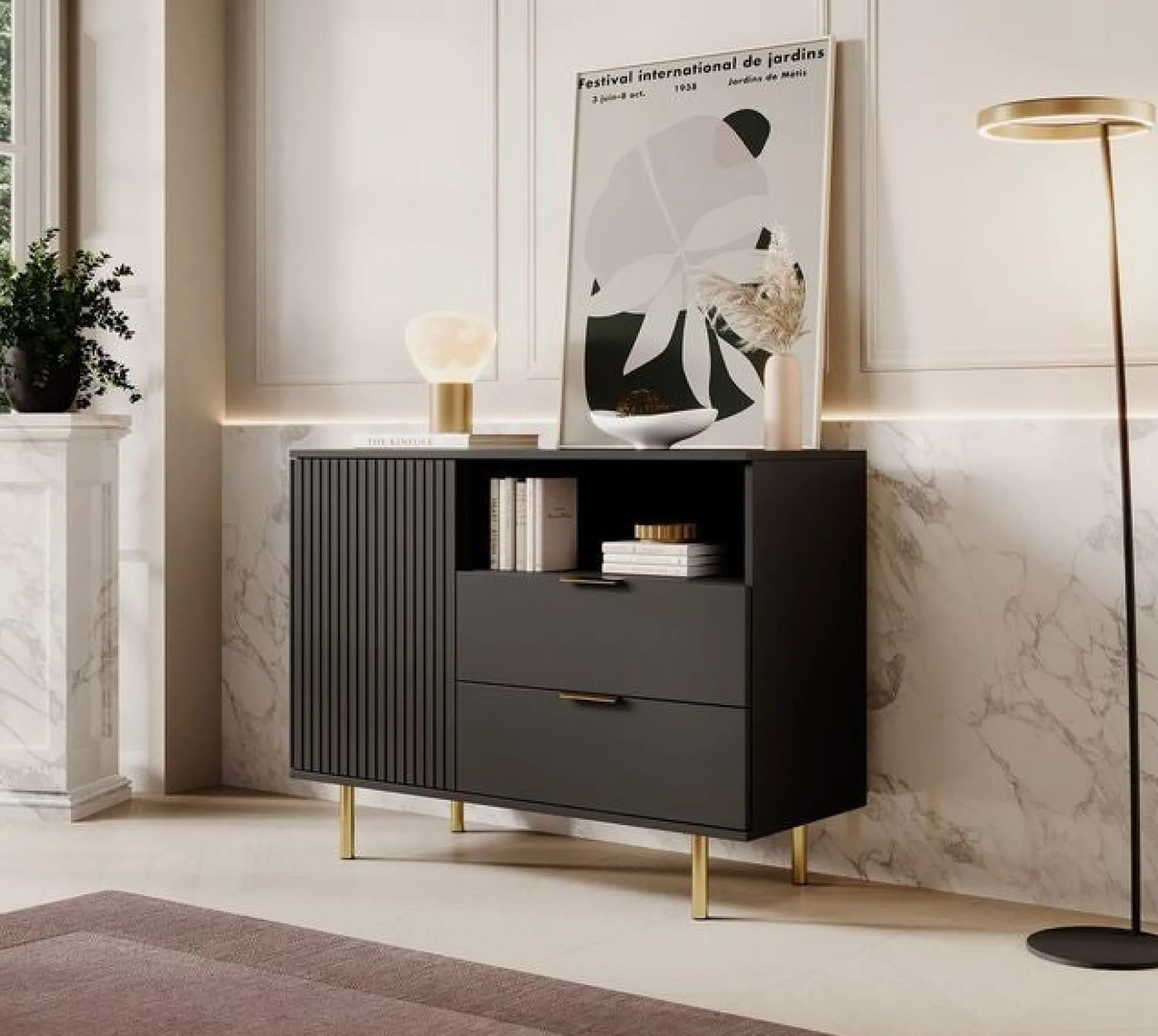 Nicola - Dressoir - Zwart - 107x41x80 cm