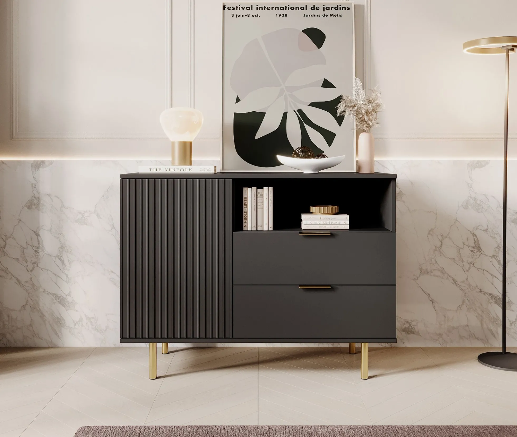 Nicola - Dressoir - Zwart - 107x41x80 cm