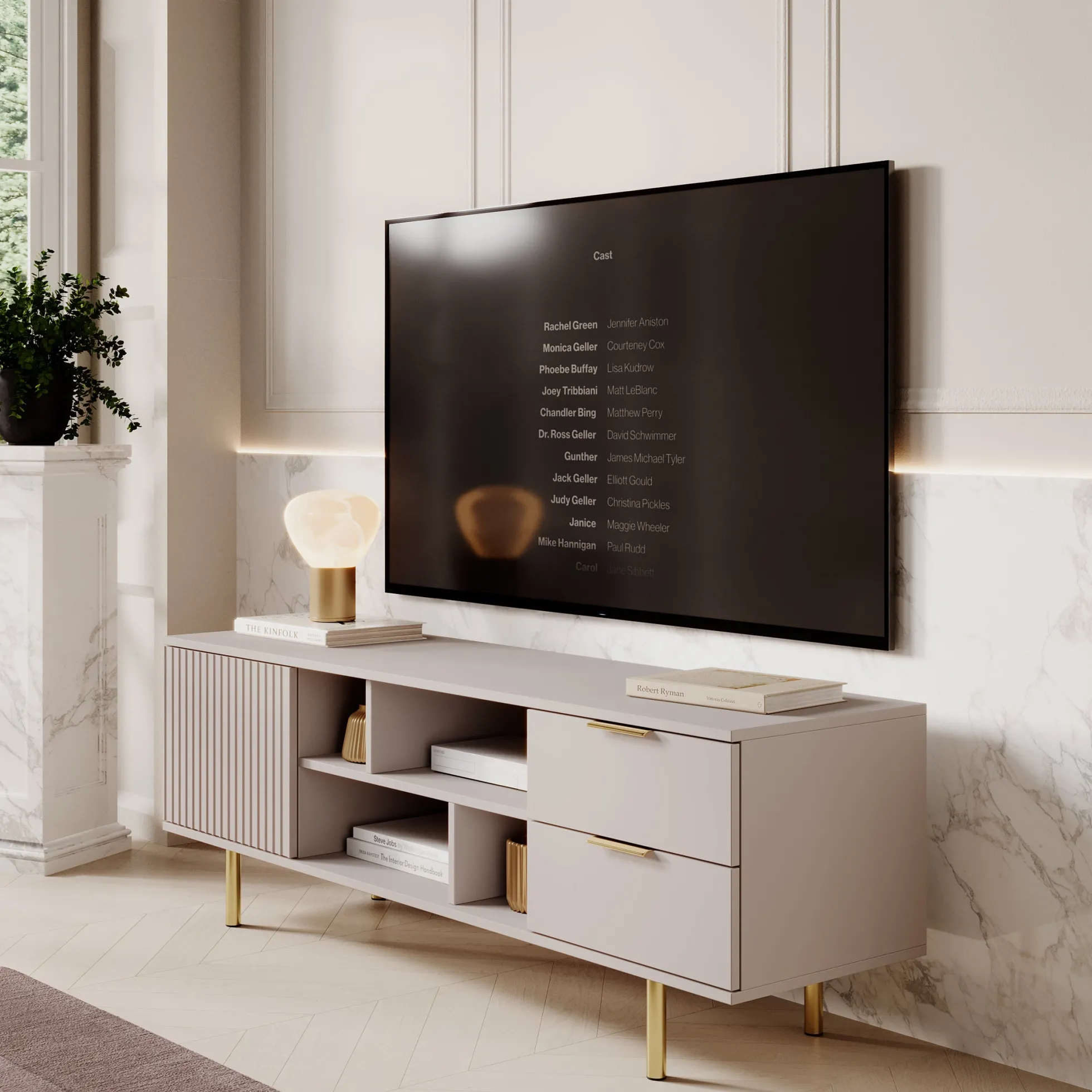 Nicola - TV-Meubel - Beige - 150x41x52 cm