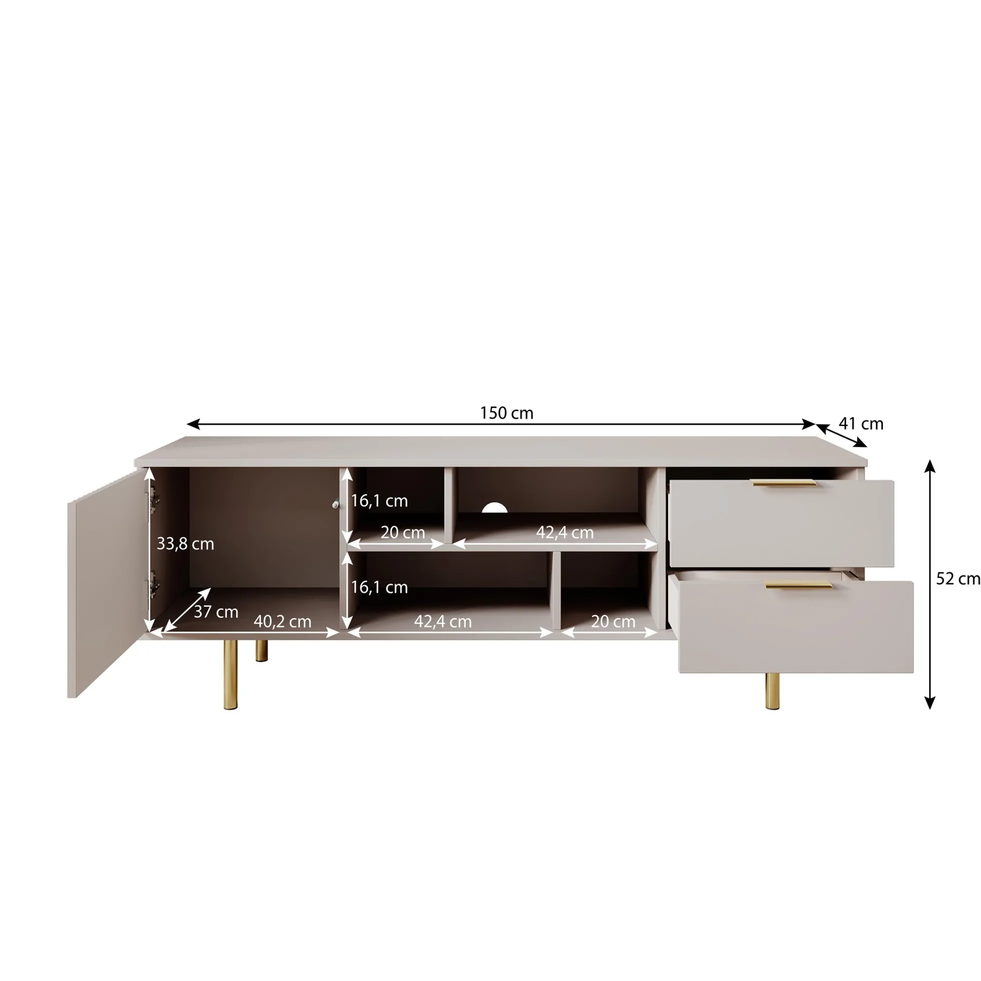 Nicola - TV-Meubel - Beige - 150x41x52 cm