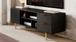 Nicola - TV-Meubel - Mat zwart - 150x41x52 cm