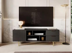 Nicola - TV-Meubel - Mat zwart - 150x41x52 cm