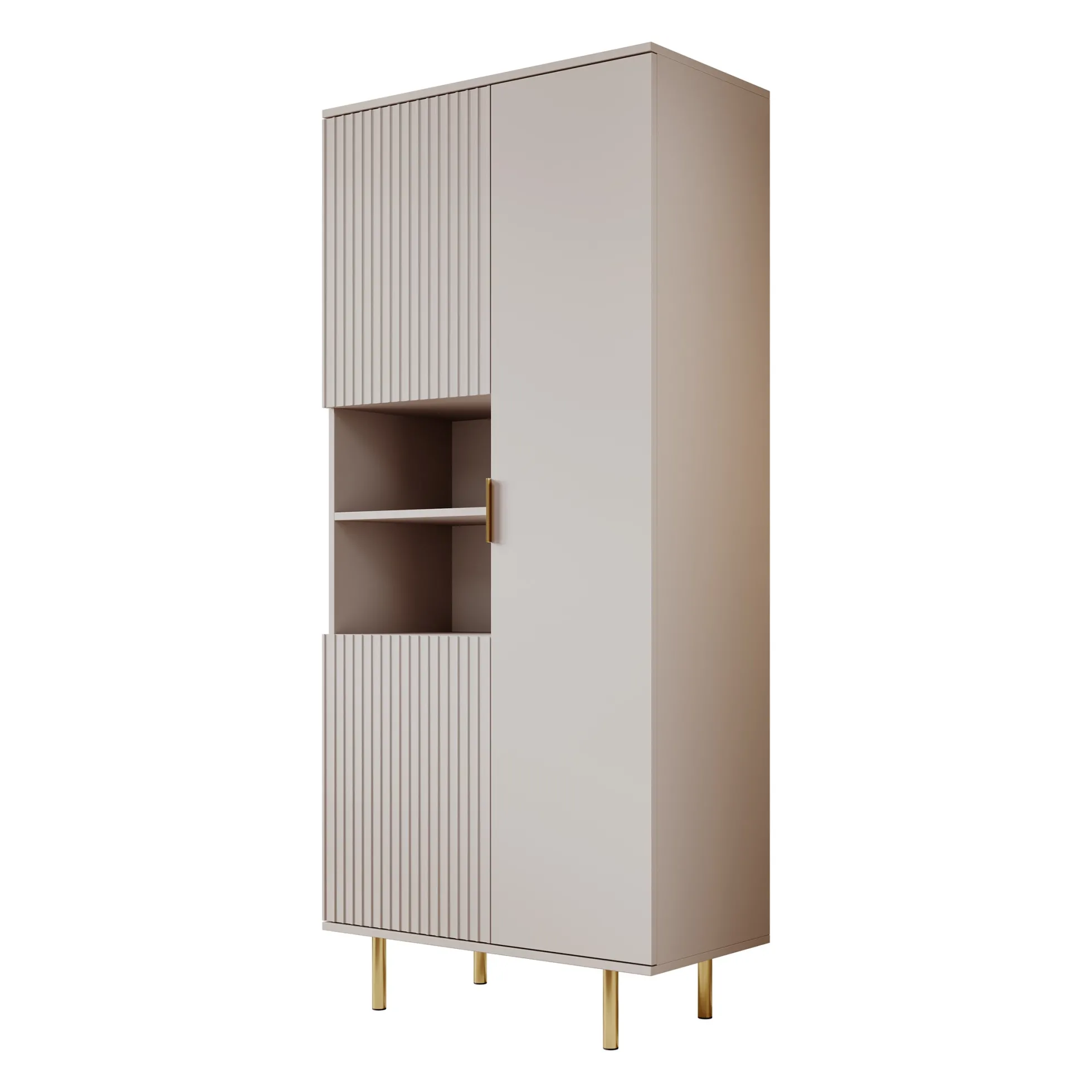 Nicola - Vitrinekast - Beige - 80x41x190 cm
