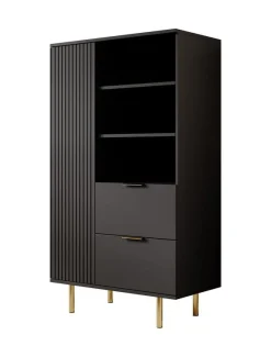 Nicola - Vitrinekast - Zwart - 80x41x140 cm