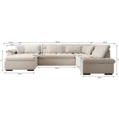 Nicoreta - Hoekbank 5-zits met chaise longue - Ribstof bruin - Links