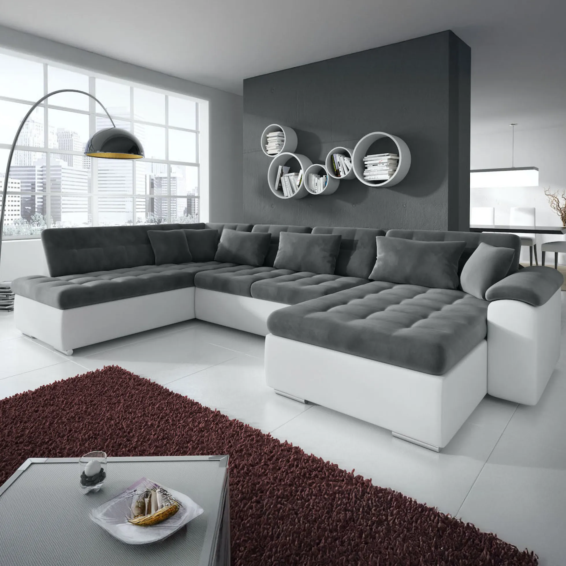 Nicoreta - Hoekbank 5-zits met chaise longue - Velvet grijs - Rechts