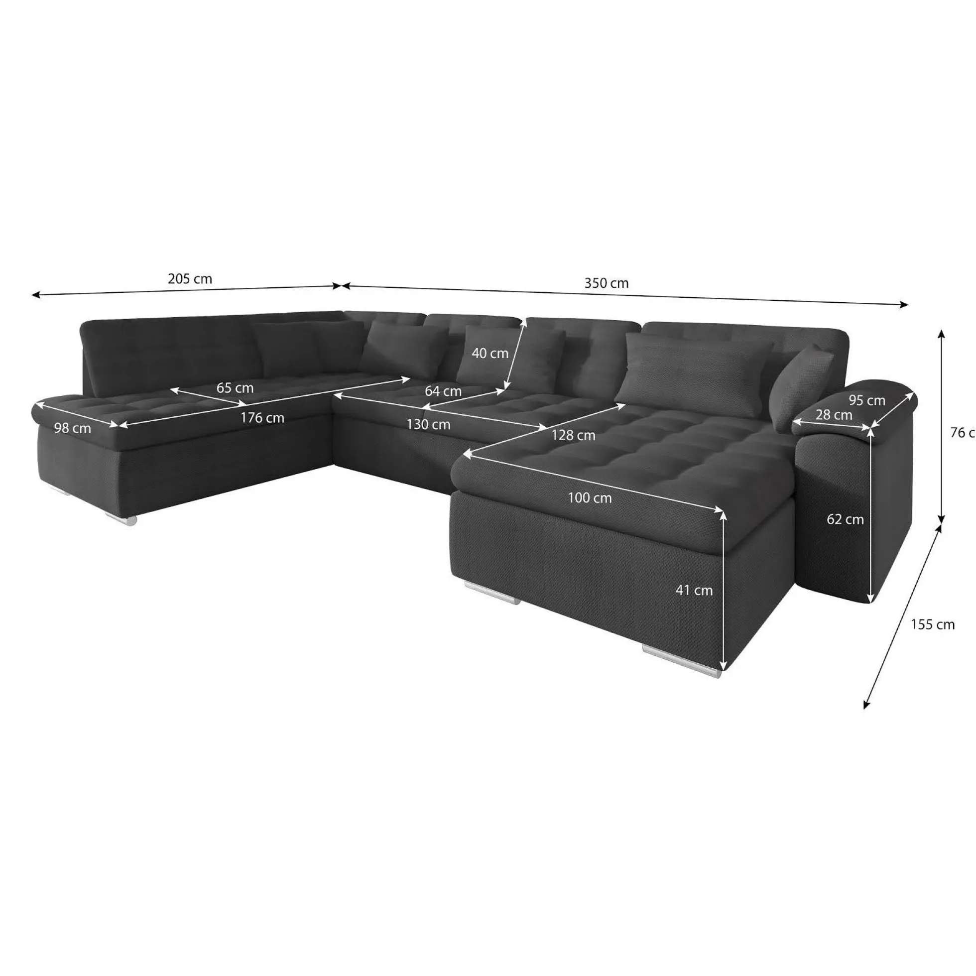 Nicoreta - Hoekbank 5-zits met chaise longue - Velvet grijs - Rechts