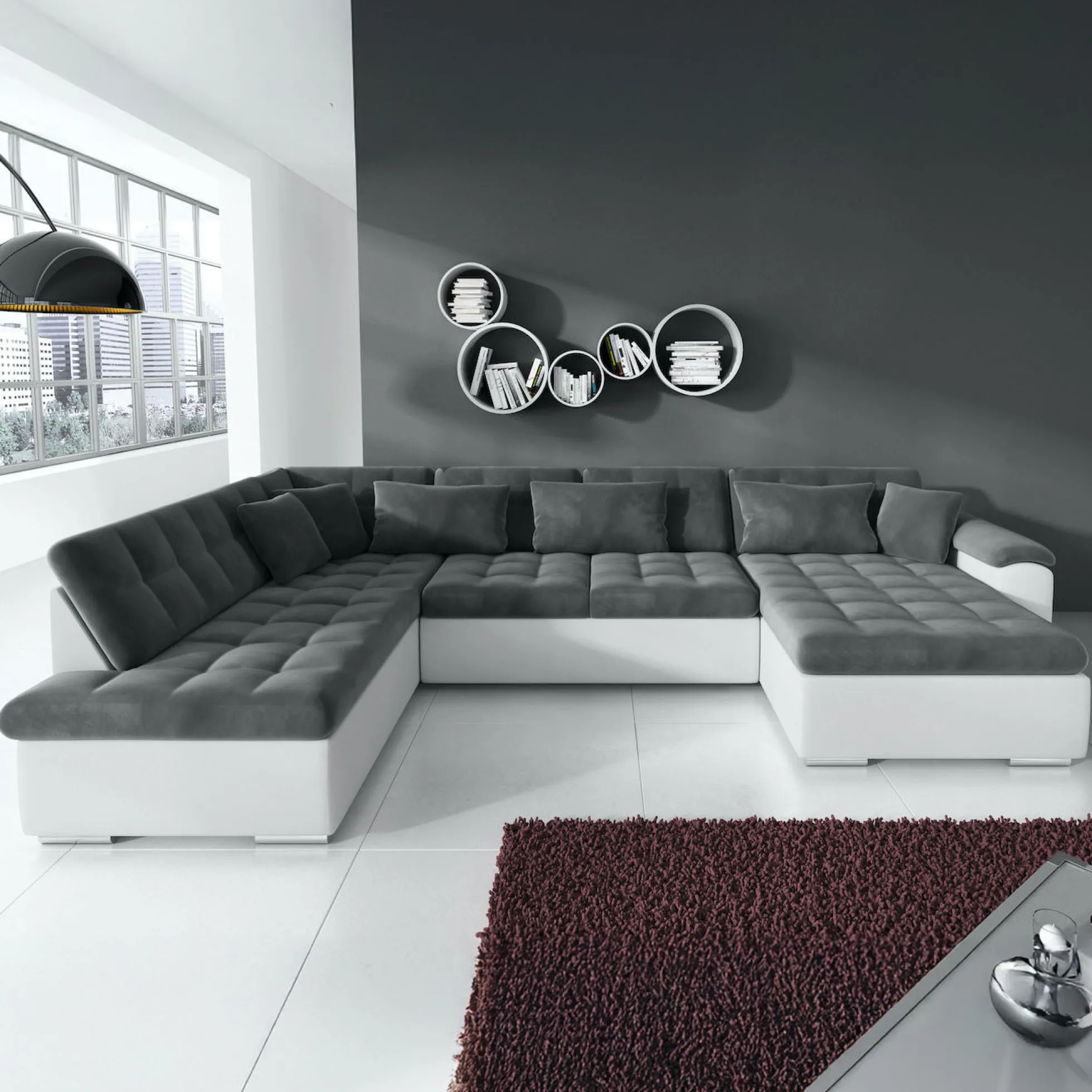 Nicoreta - Hoekbank 5-zits met chaise longue - Velvet grijs - Rechts