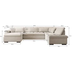 Nicoreta - Hoekbank 5-zits met chaise longue - Teddystof beige - Links
