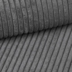 Nicoreta - Hoekbank 5-zits met chaise longue - Ribstof donkergrijs - R