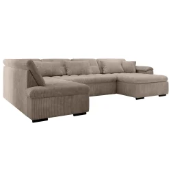 Nicoreta - Hoekbank 5-zits met chaise longue - Ribstof bruin - Rechts
