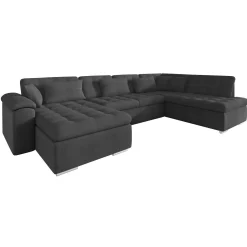 Nicoreta - Hoekbank 5-zits met chaise longue - Stof grijs - Links