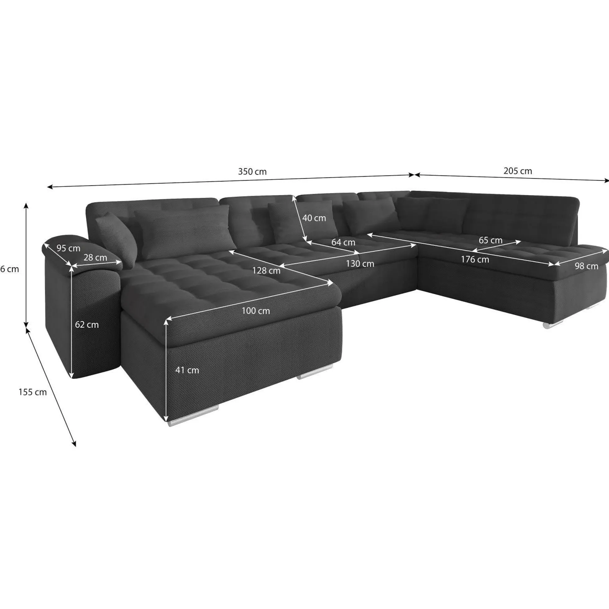 Nicoreta - Hoekbank 5-zits met chaise longue - Velvet grijs - Links