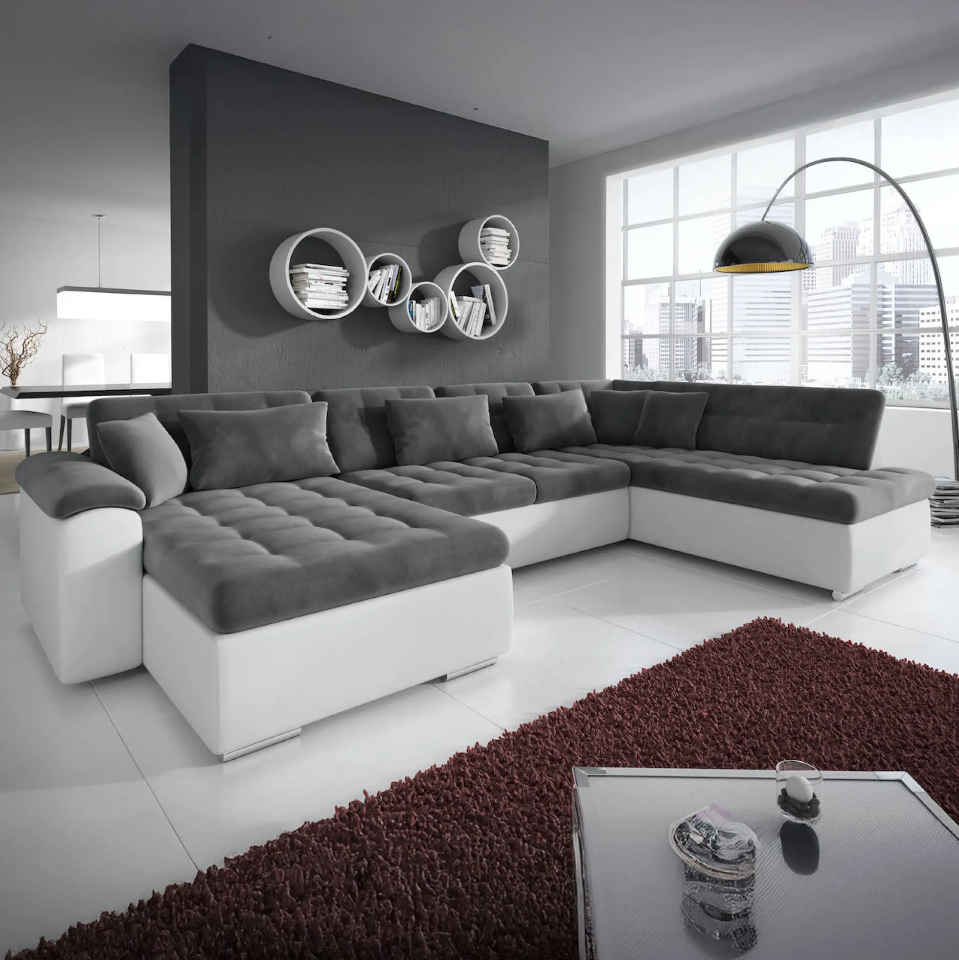 Nicoreta - Hoekbank 5-zits met chaise longue - Velvet grijs - Links