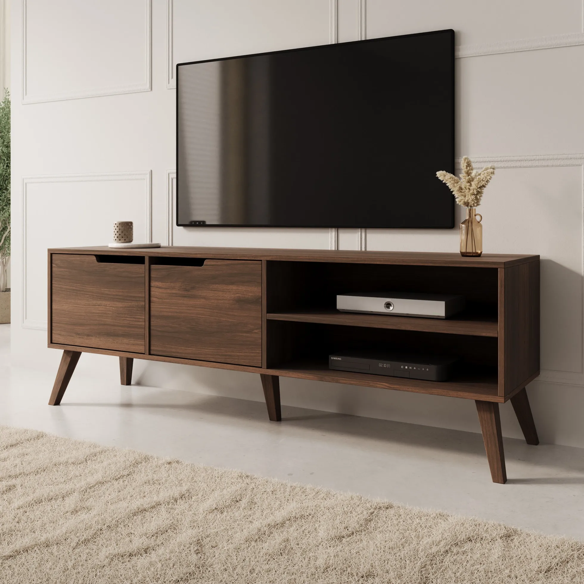 Nido - TV-Meubel - Donker eikenpatroon - 160x40x55 cm
