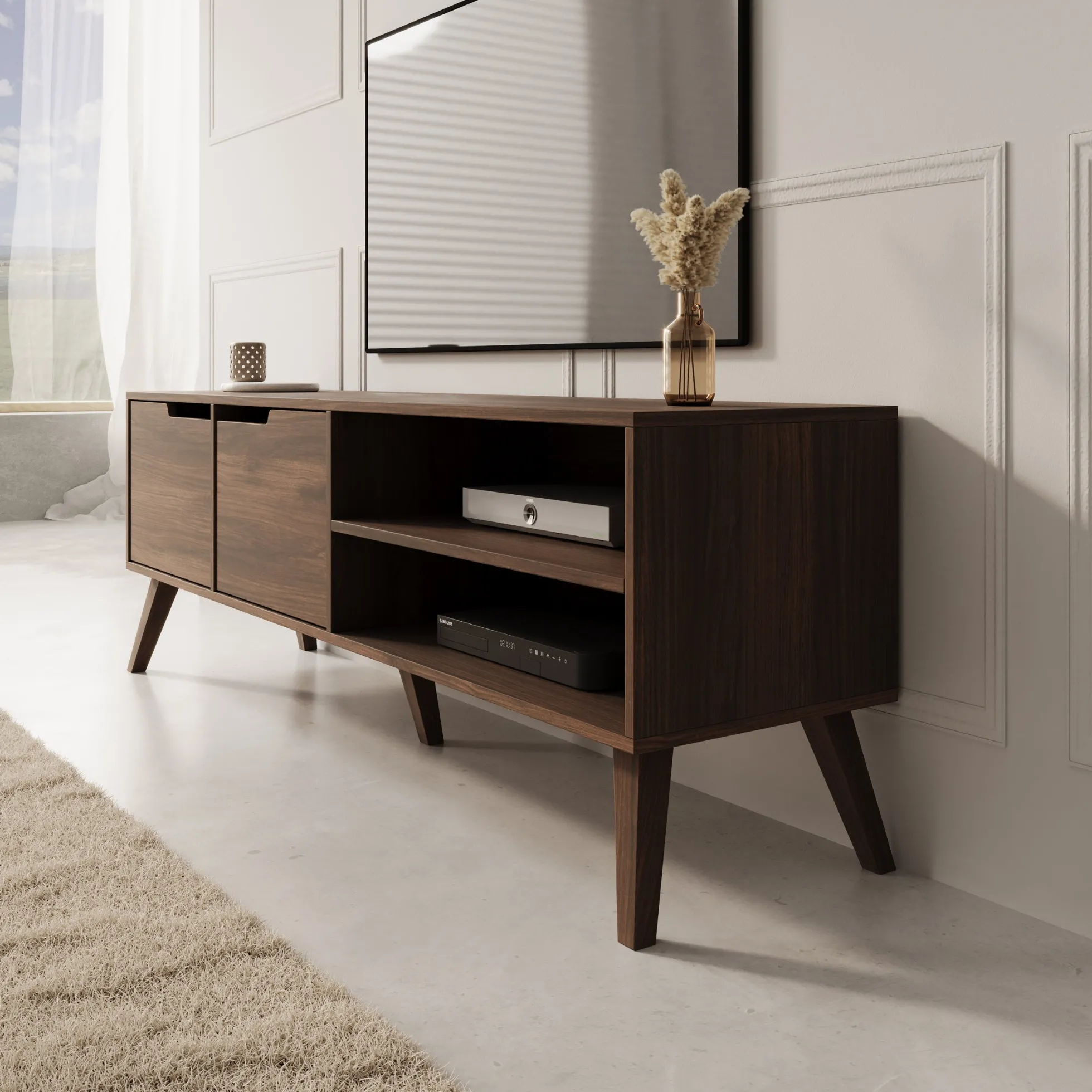 Nido - TV-Meubel - Donker eikenpatroon - 160x40x55 cm