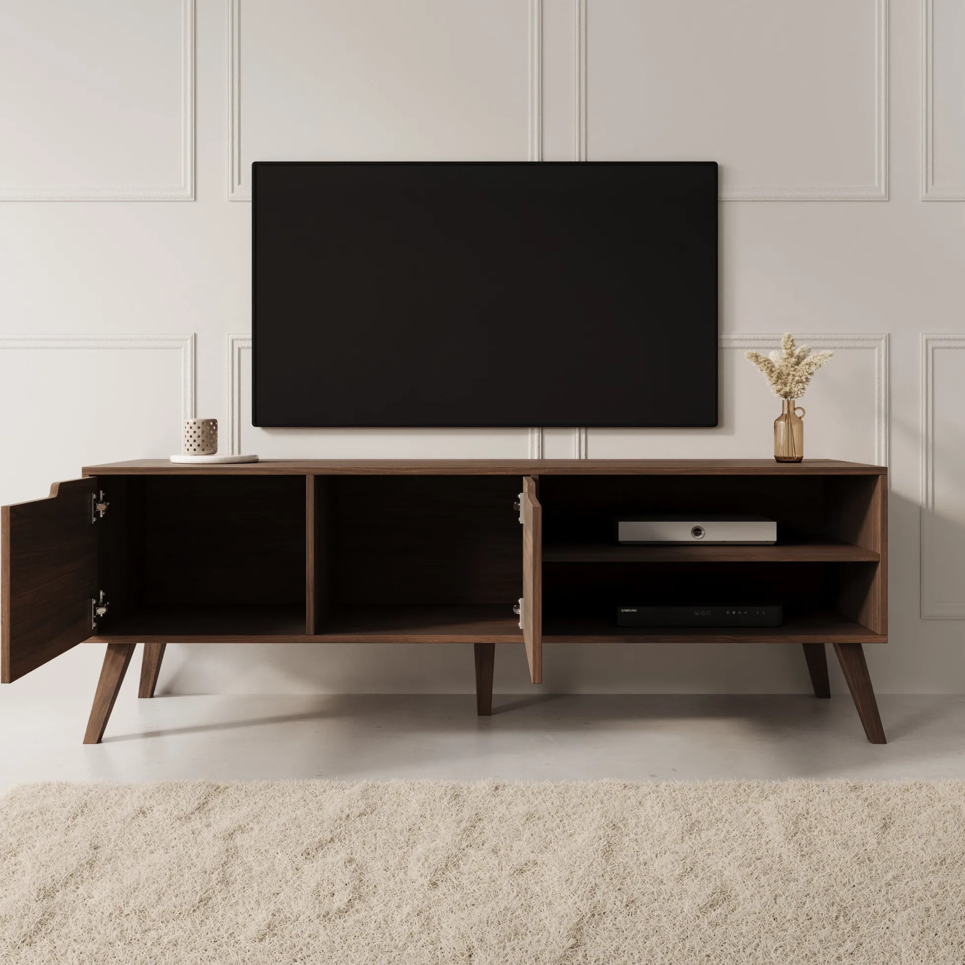 Nido - TV-Meubel - Donker eikenpatroon - 160x40x55 cm