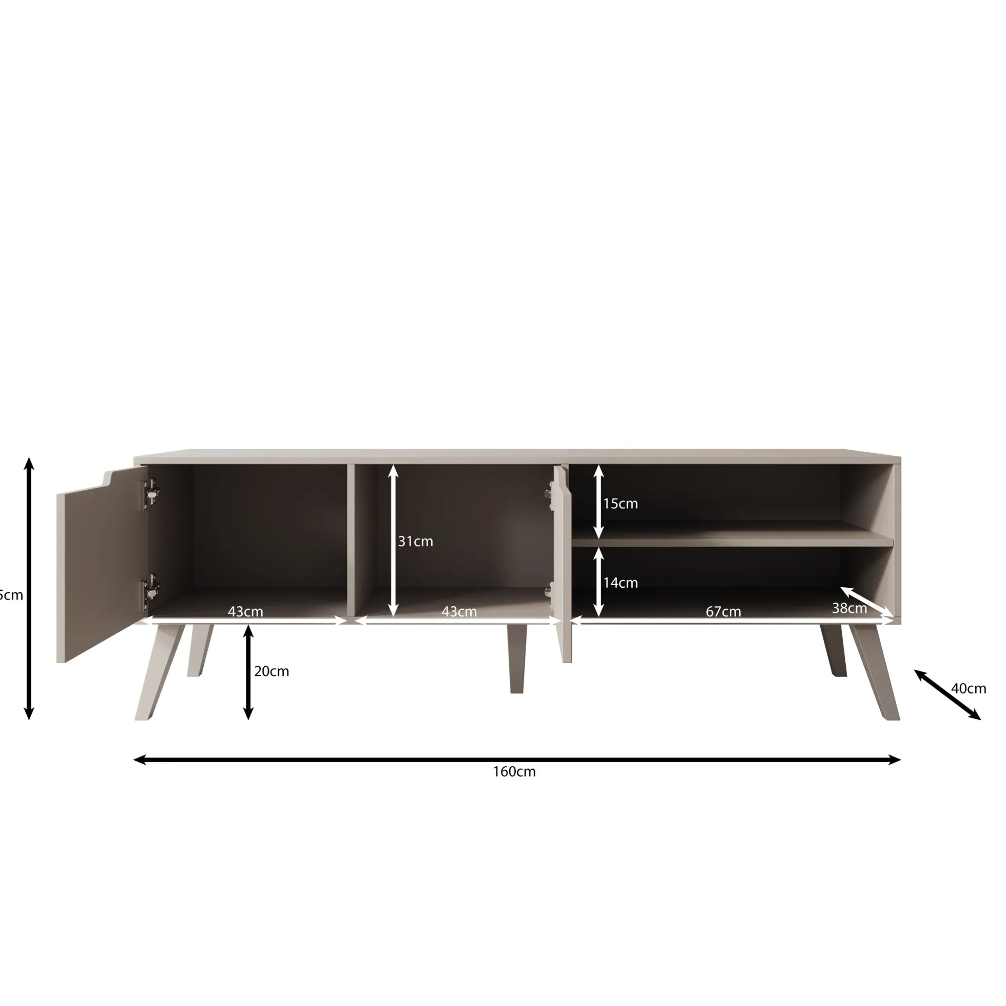 Nido - TV-Meubel - Donker eikenpatroon - 160x40x55 cm