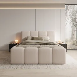 Nihito - Tweepersoonsbed - Stof beige - 160x200 cm
