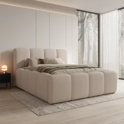Nihito - Tweepersoonsbed - Stof beige - 160x200 cm