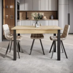 Noah - Eetkamertafel - Eiken/zwart - 120x70x76 cm