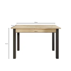 Noah - Eetkamertafel - Eiken/zwart - 120x70x76 cm
