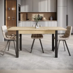 Noah - Eetkamertafel - Eiken/zwart - 120x70x76 cm