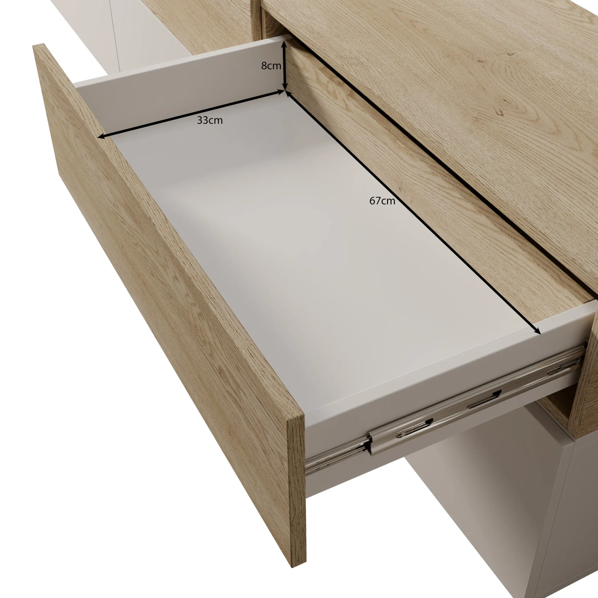Nobu - Wandmeubel - Wit/Eikenpatroon - 300x40x209 cm