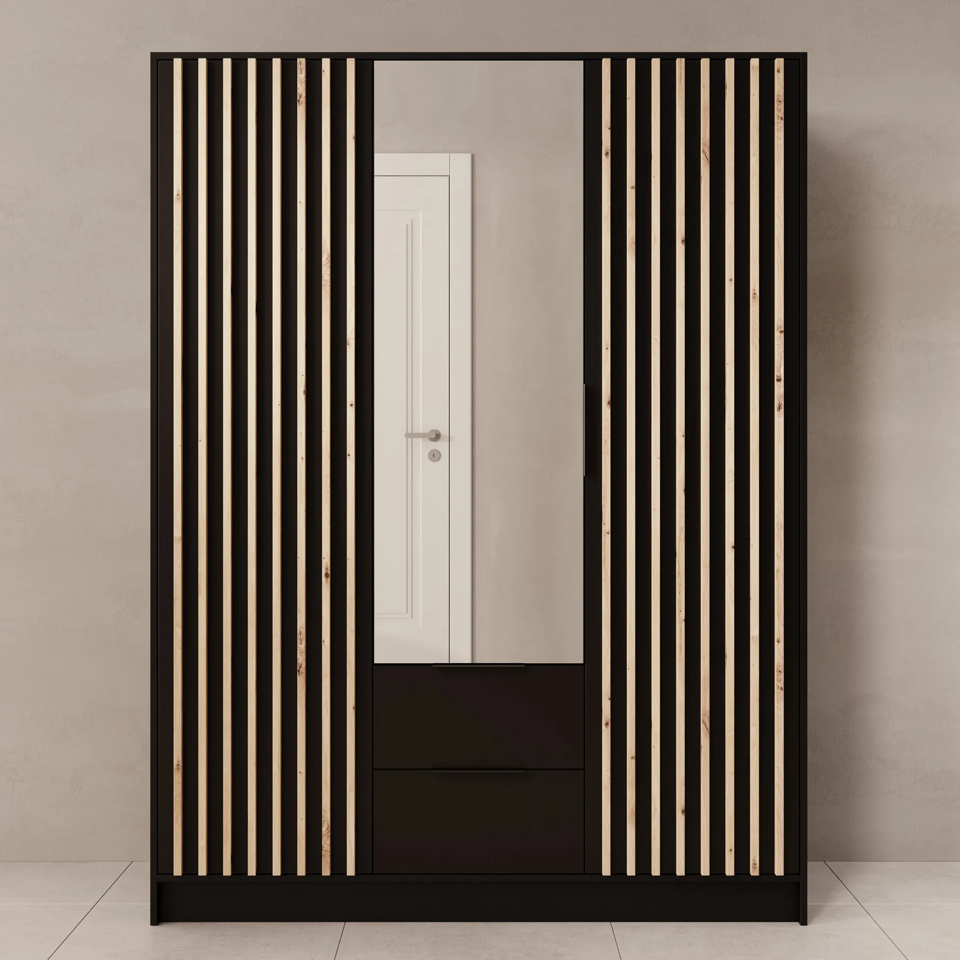 Nocturna - Kledingkast 3 deurs - Zwart - 150x51x200 cm