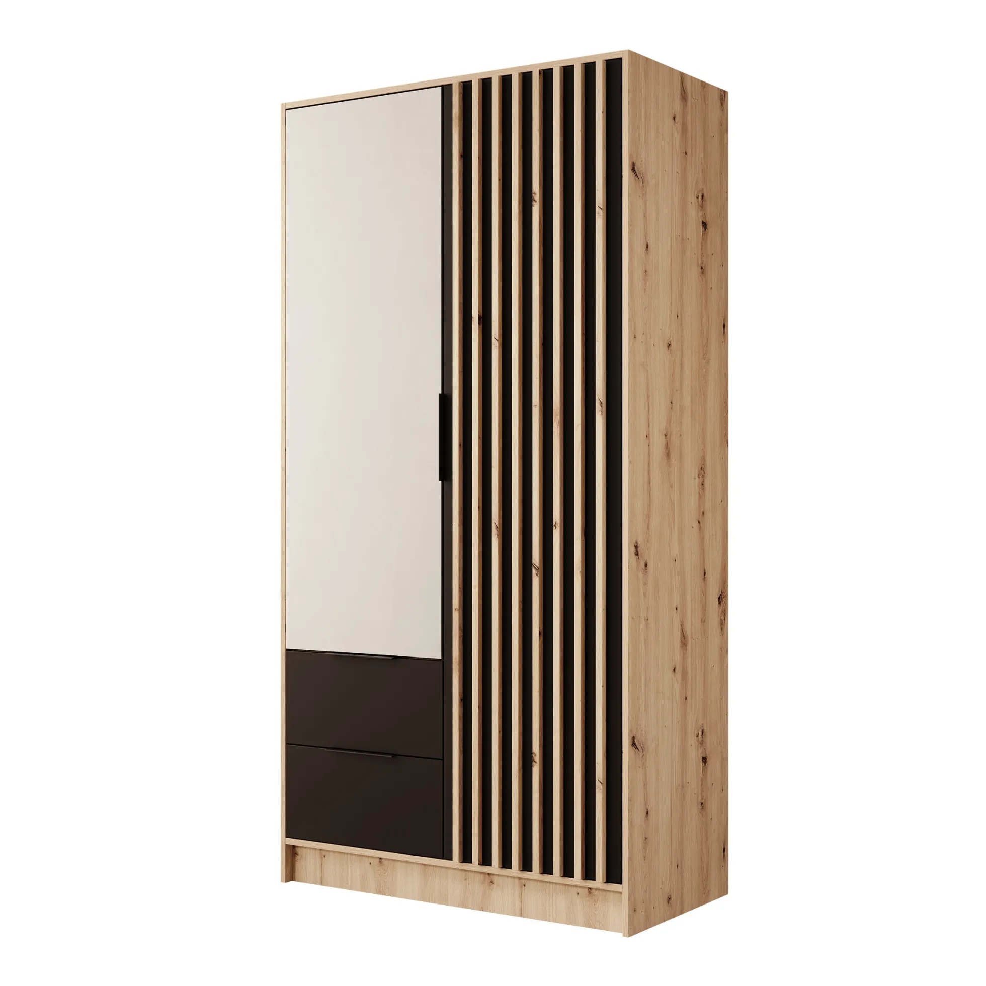 Nocturna - Kledingkast 2 deurs - Eiken/Zwart - 102x51x200 cm