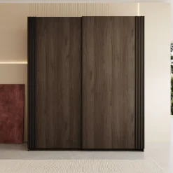 Nokta - Kledingkast met schuifdeuren - Donker eikenpatroon - 180x61x21