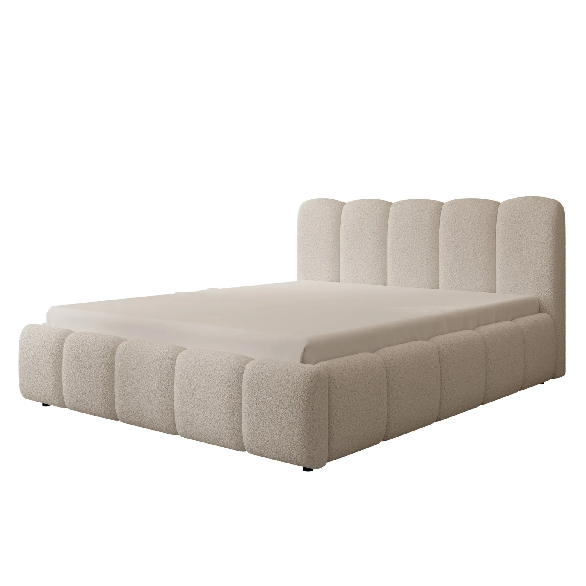 Nolena - Tweepersoonsbed - Beige teddystof - 160x200 cm