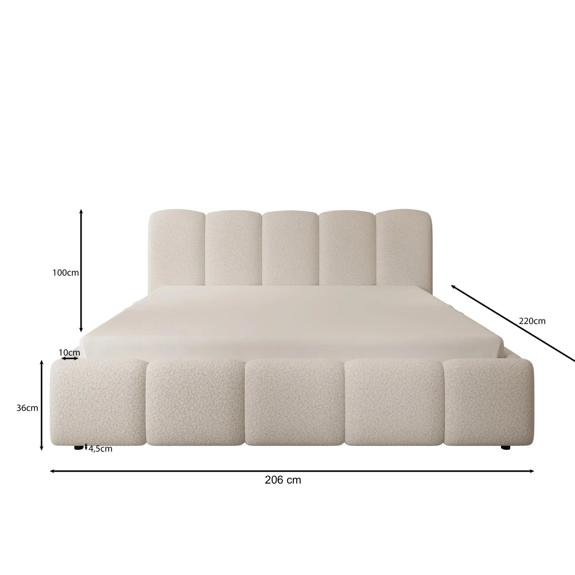 Nolena - Tweepersoonsbed - Zwart velvet - 180x200 cm