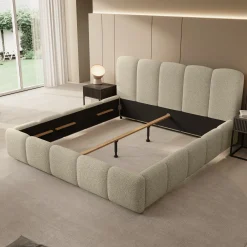 Nolena - Tweepersoonsbed - Beige stof - 180x200 cm