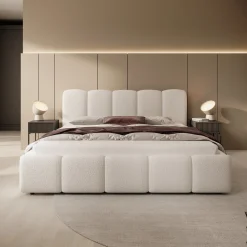Nolena - Tweepersoonsbed - Beige teddystof - 180x200 cm