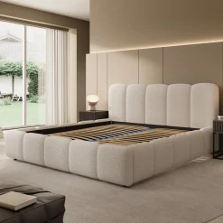 Nolena - Tweepersoonsbed - Beige teddystof - 180x200 cm