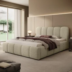 Nolena - Tweepersoonsbed - Beige stof - 160x200 cm