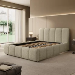 Nolena - Tweepersoonsbed - Beige stof - 140x200 cm
