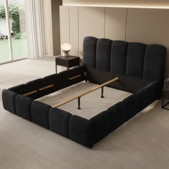 Nolena - Tweepersoonsbed - Zwart velvet - 160x200 cm