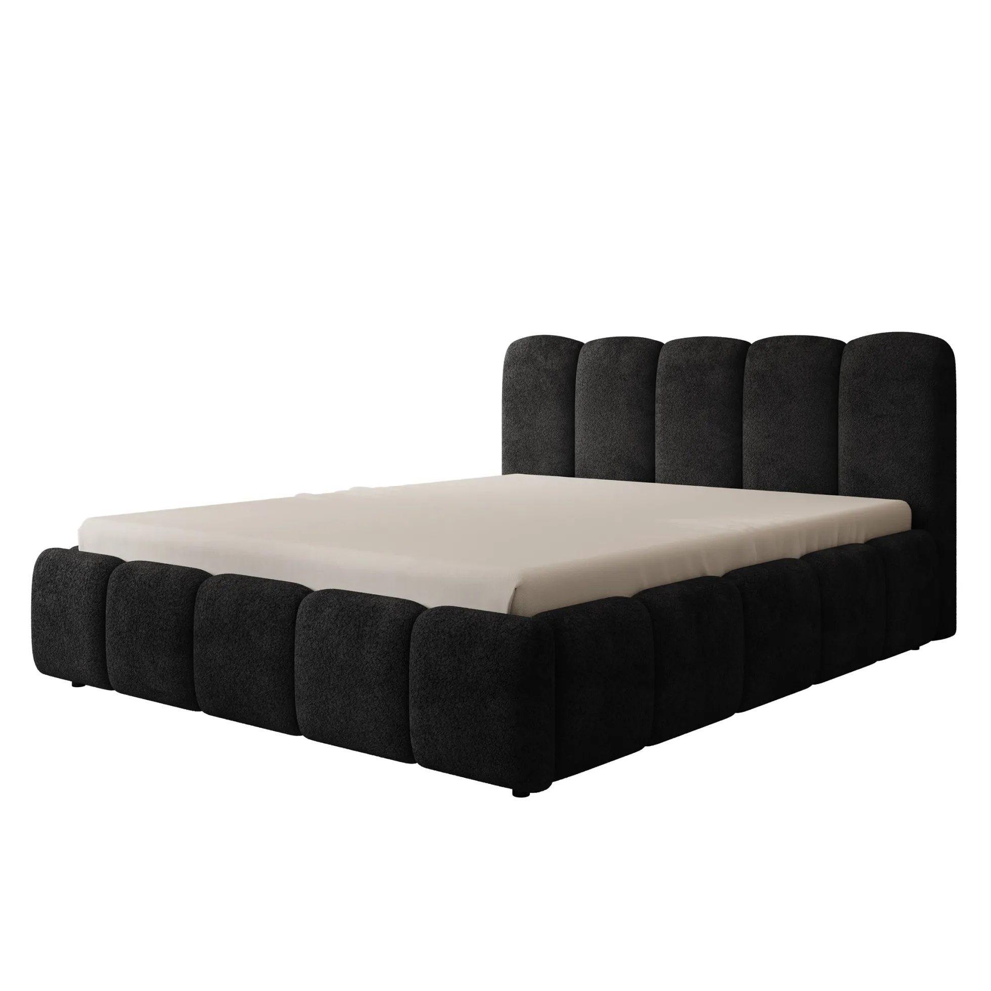 Nolena - Tweepersoonsbed - Zwart velvet - 160x200 cm