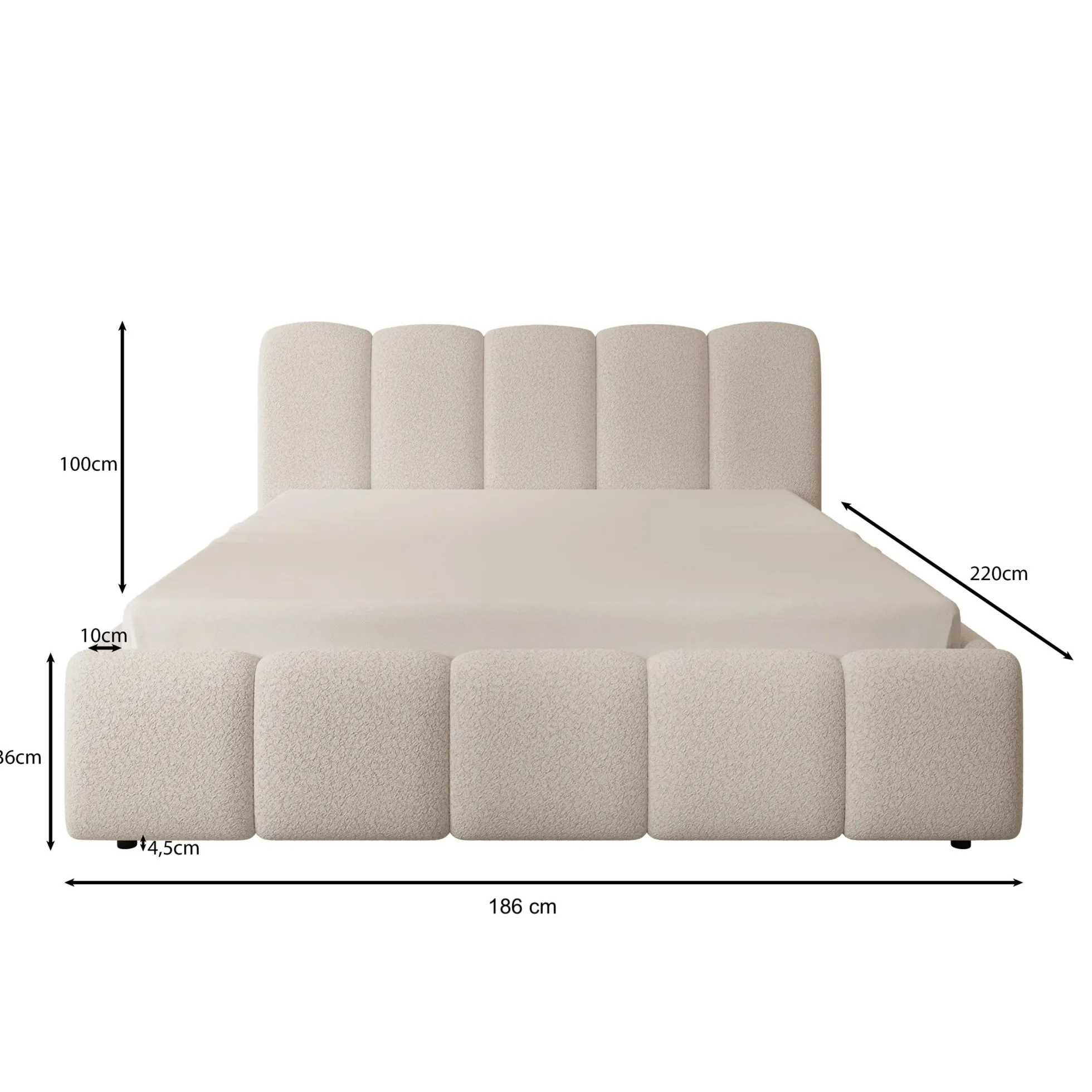 Nolena - Tweepersoonsbed - Zwart velvet - 160x200 cm