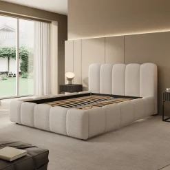 Nolena - Tweepersoonsbed - Beige teddystof - 140x200 cm