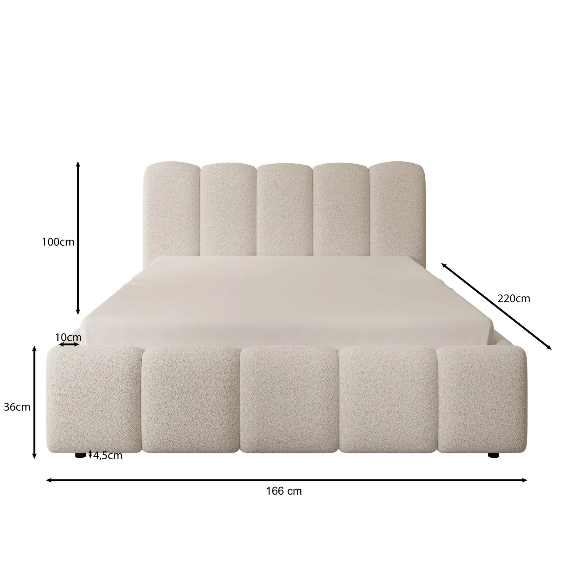 Nolena - Tweepersoonsbed - Beige teddystof - 140x200 cm
