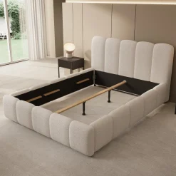 Nolena - Tweepersoonsbed - Beige teddystof - 140x200 cm
