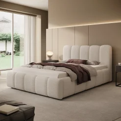 Nolena - Tweepersoonsbed - Beige teddystof - 140x200 cm